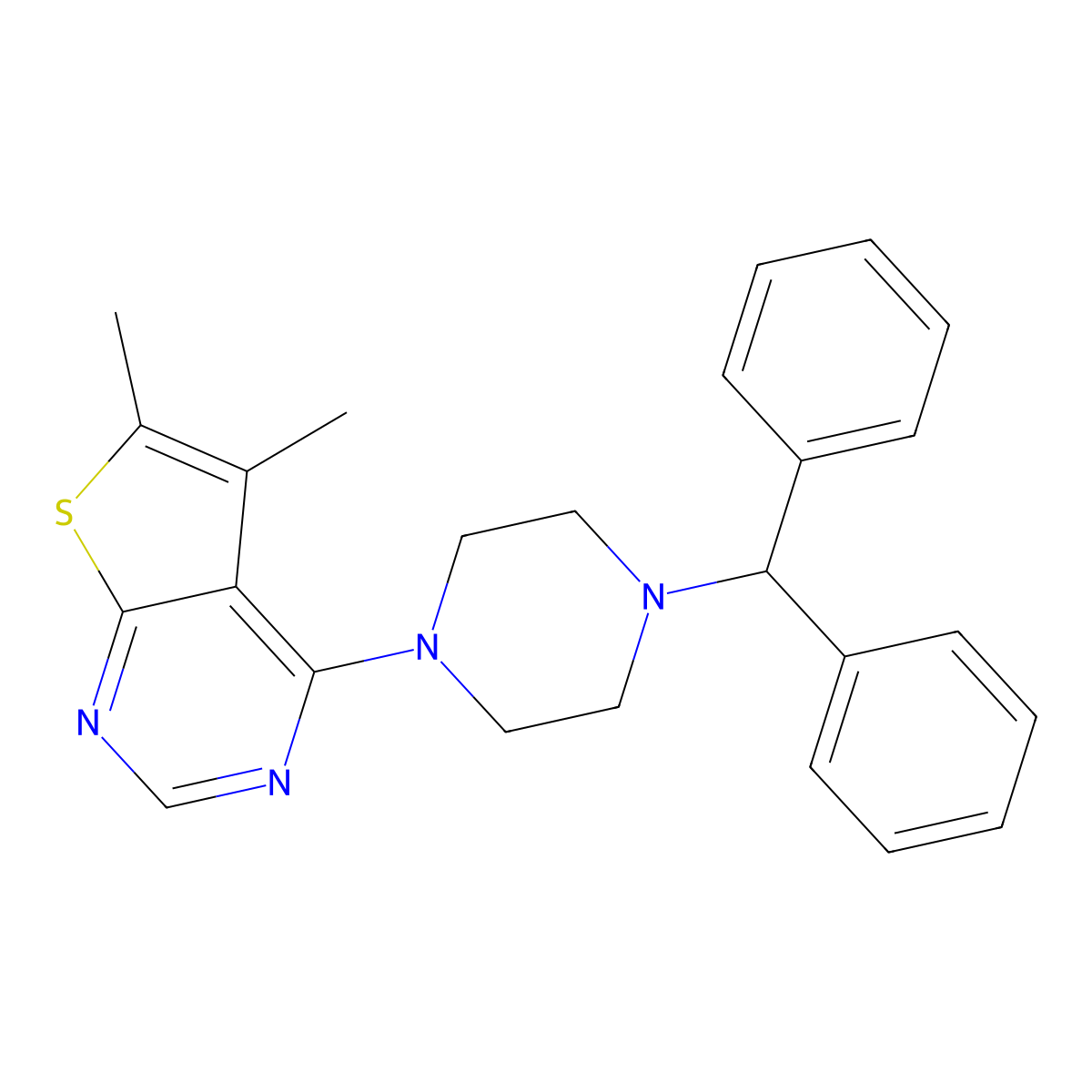 4-(4-Benzhydrylpiperazin-1-yl)-5,6-dimethylthieno[2,3-d]pyrimidine molecular structure, CAS 690689-76-0