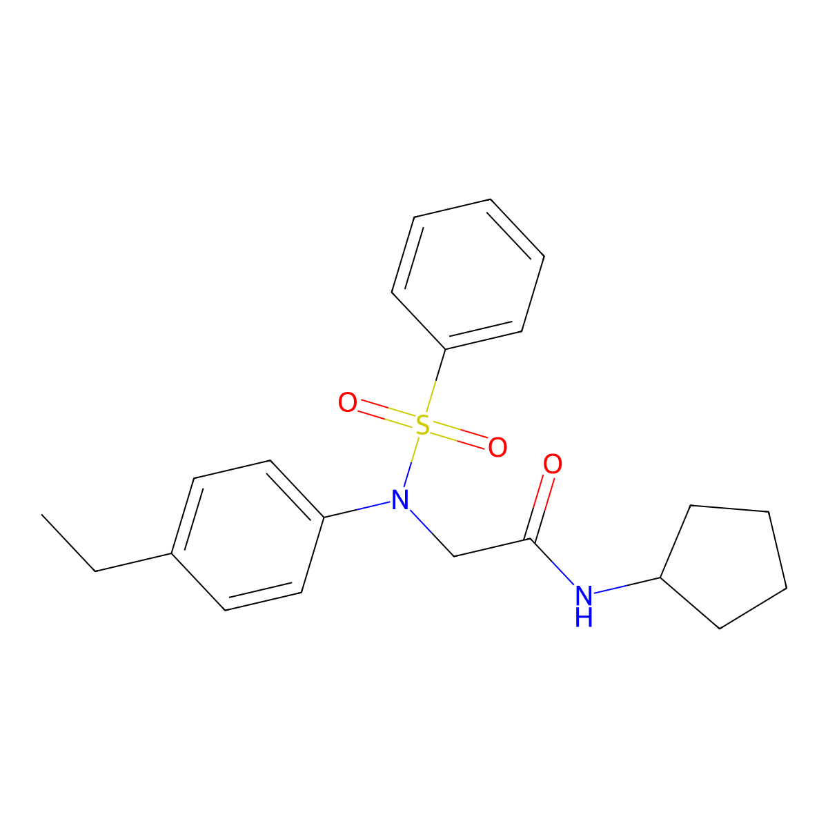 2-[N-(benzenesulfonyl)-4-ethylanilino]-N-cyclopentylacetamide molecular structure, CAS 690689-81-7