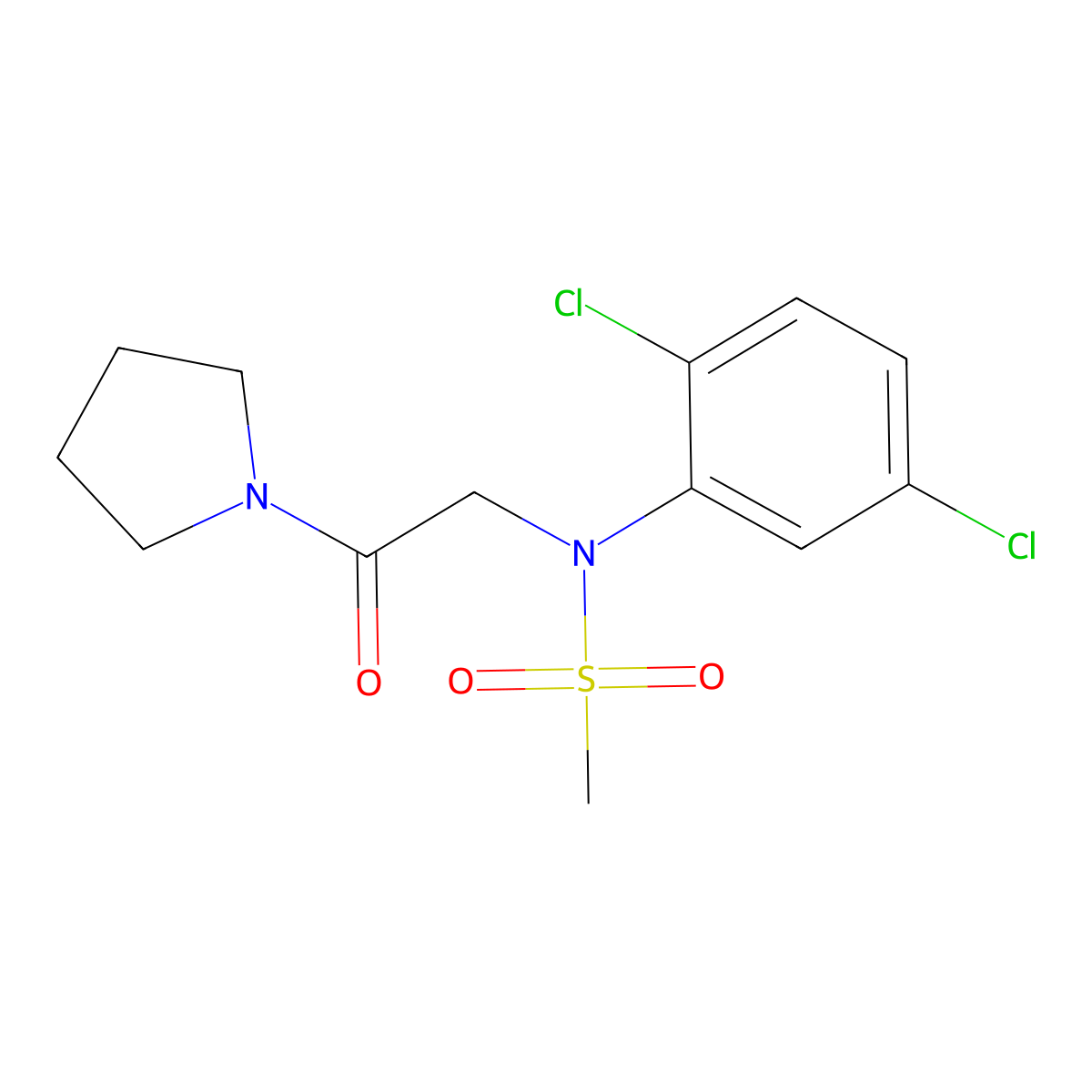 N-(2,5-dichlorophenyl)-N-[2-oxo-2-(pyrrolidin-1-yl)ethyl]methanesulfonamide molecular structure, CAS 690689-83-9