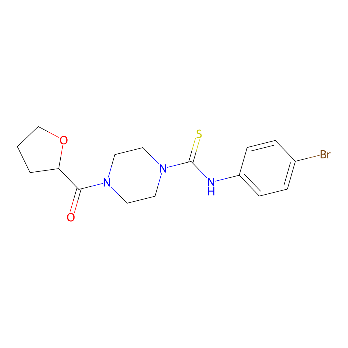 N-(4-bromophenyl)-4-(oxolane-2-carbonyl)piperazine-1-carbothioamide molecular structure, CAS 690690-28-9
