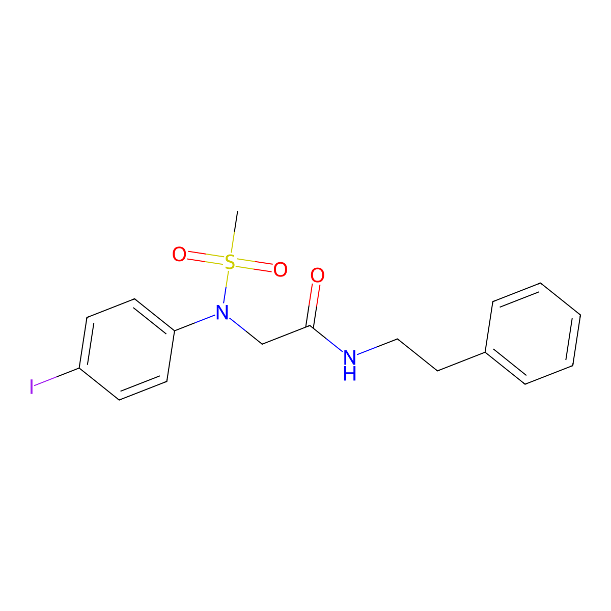 N~2~-(4-iodophenyl)-N~2~-(methylsulfonyl)-N-(2-phenylethyl)glycinamide molecular structure, CAS 690691-89-5
