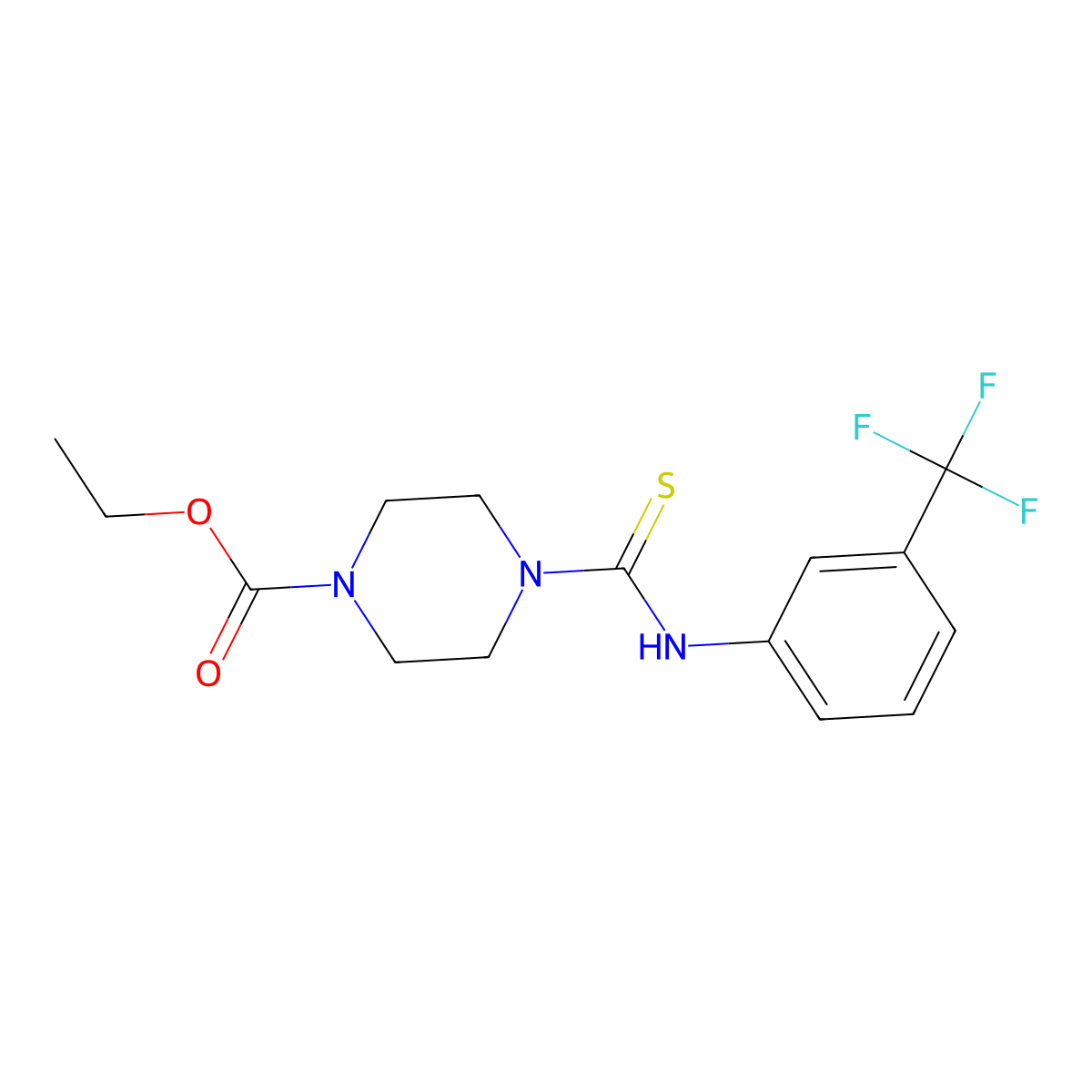 Ethyl 4-{[3-(trifluoromethyl)phenyl]carbamothioyl}piperazine-1-carboxylate molecular structure, CAS 690692-05-8