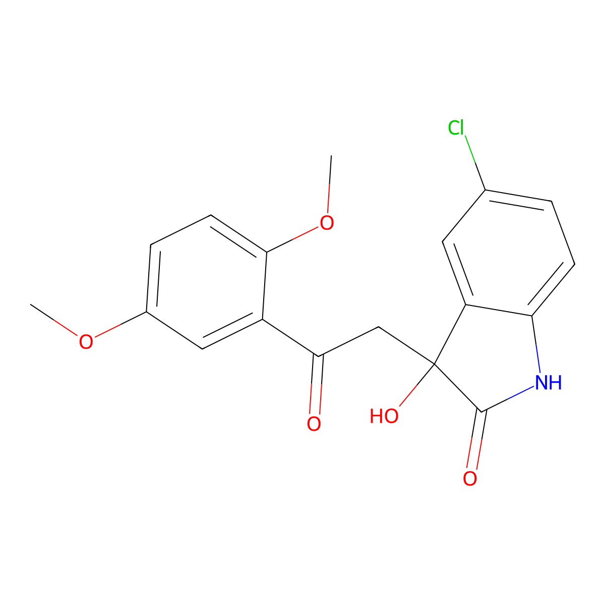 5-chloro-3-[2-(2,5-dimethoxyphenyl)-2-oxoethyl]-3-hydroxy-1,3-dihydro-2H-indol-2-one molecular structure, CAS 690692-06-9