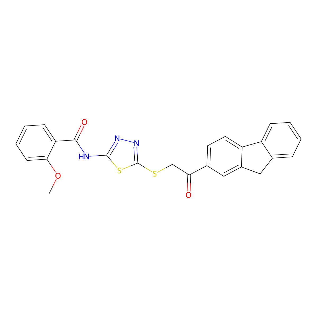N-[5-[2-(9H-fluoren-2-yl)-2-oxoethyl]sulfanyl-1,3,4-thiadiazol-2-yl]-2-methoxybenzamide molecular structure, CAS 690692-12-7