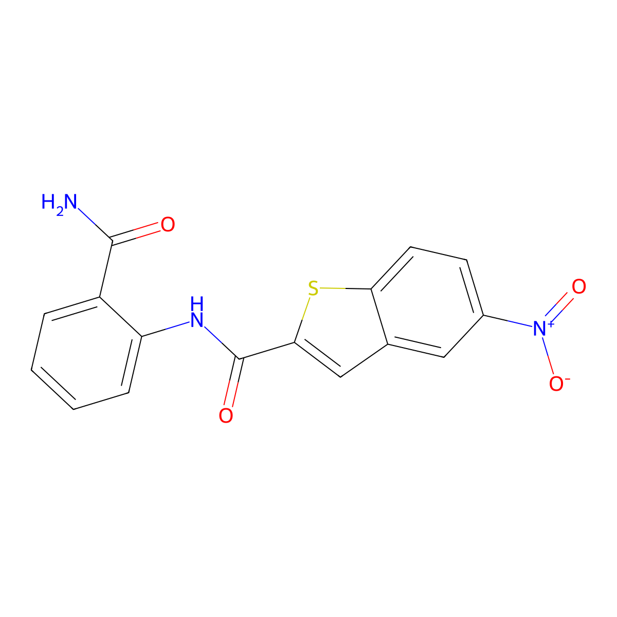 N-(2-carbamoylphenyl)-5-nitro-1-benzothiophene-2-carboxamide molecular structure, CAS 690693-02-8