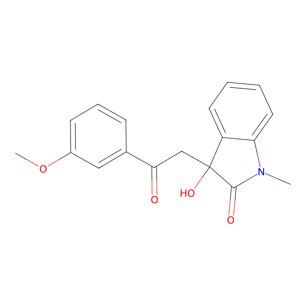 3-hydroxy-3-[2-(3-methoxyphenyl)-2-oxoethyl]-1-methyl-1,3-dihydro-2H-indol-2-one molecular structure, CAS 690693-22-2