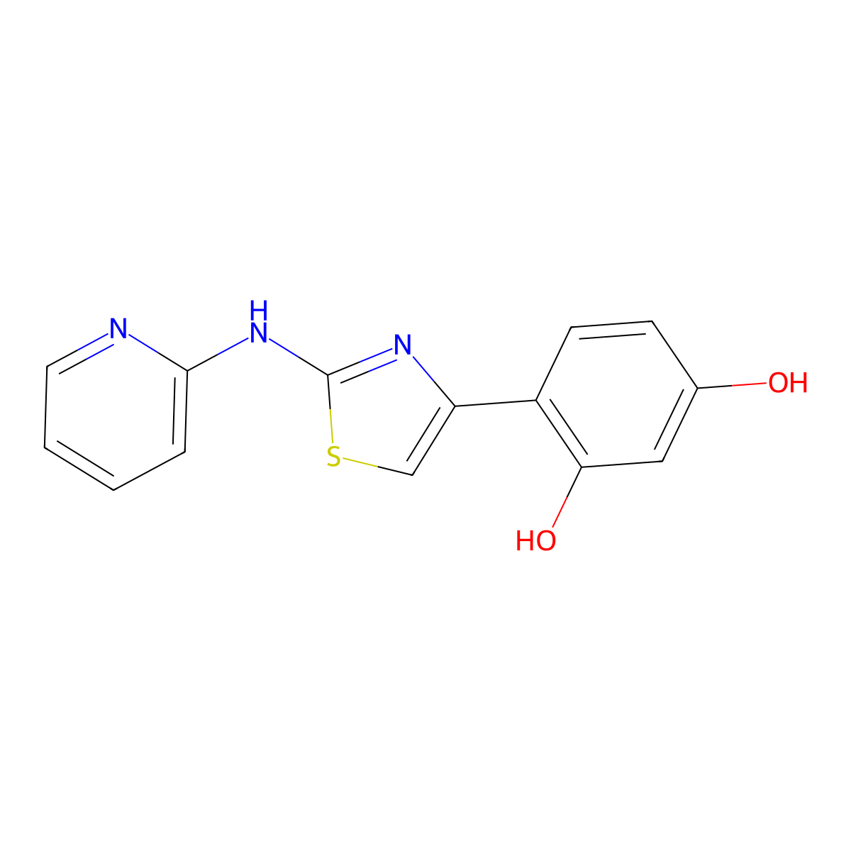 4-[2-(Pyridin-2-ylamino)-1,3-thiazol-4-yl]benzene-1,3-diol molecular structure, CAS 690693-42-6