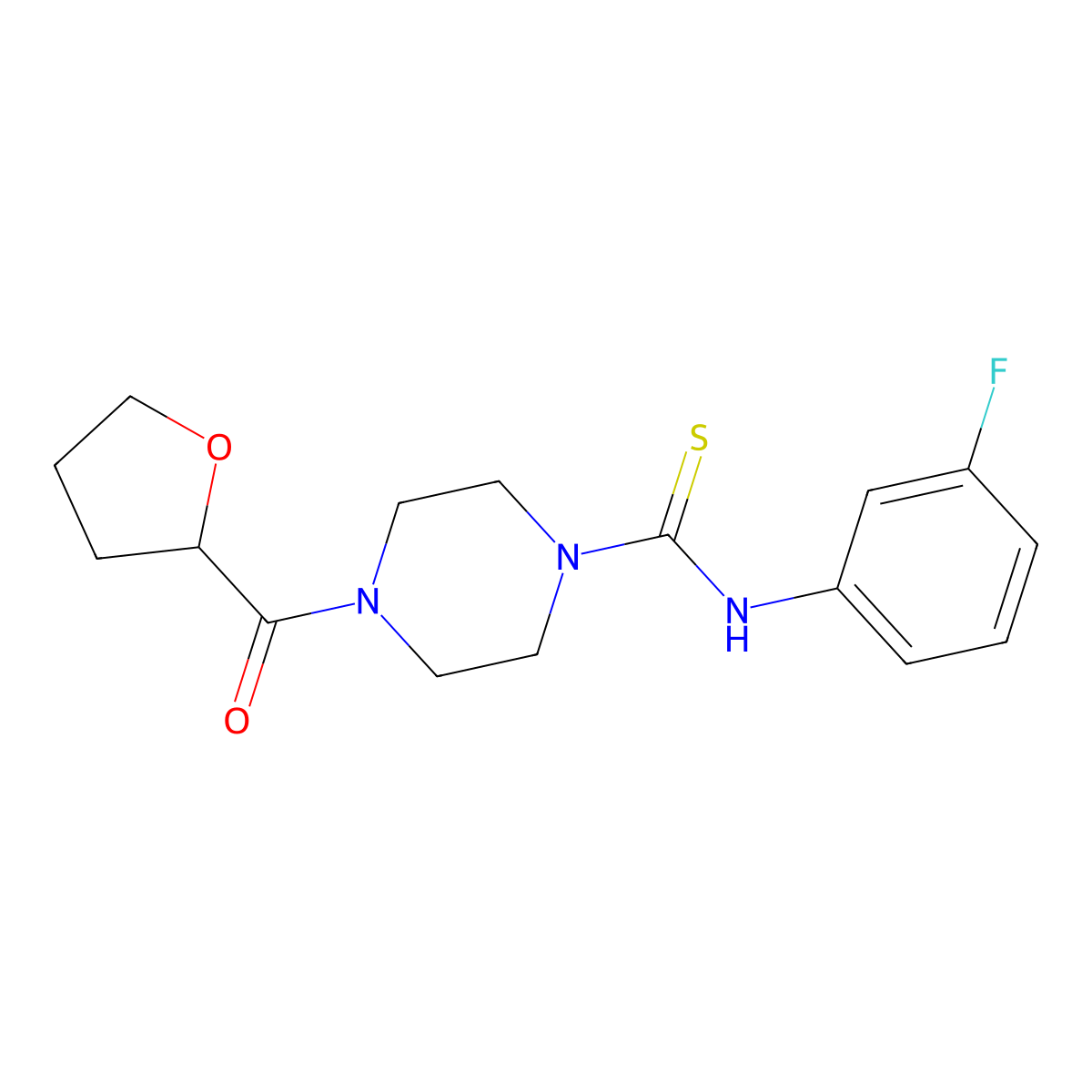 N-(3-fluorophenyl)-4-(oxolane-2-carbonyl)piperazine-1-carbothioamide molecular structure, CAS 690693-72-2