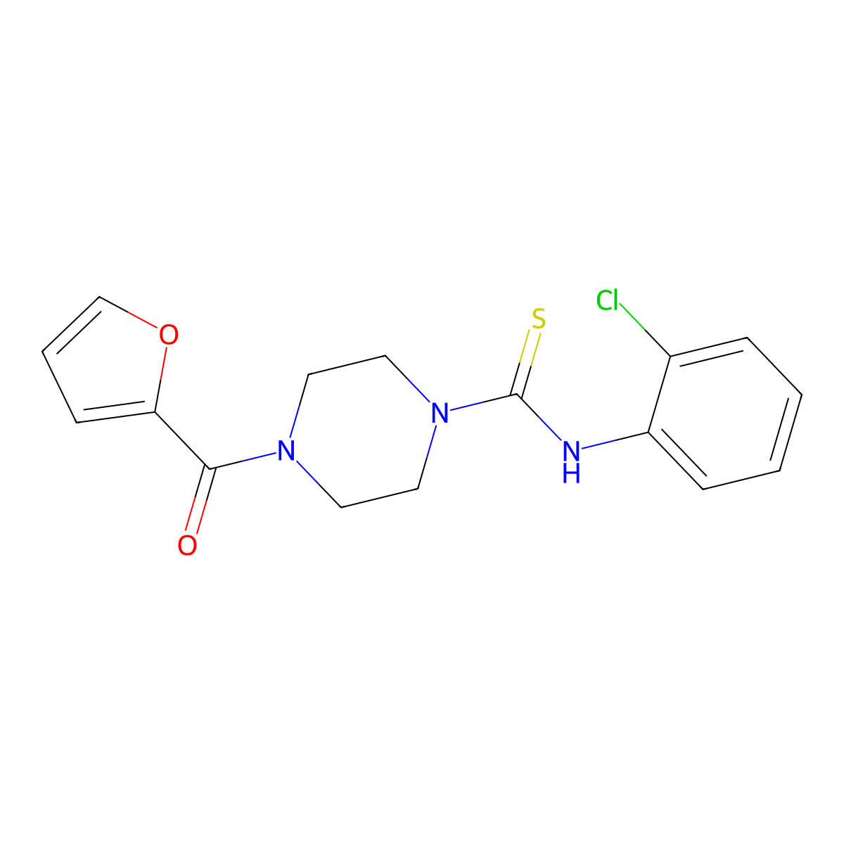 N-(2-chlorophenyl)-4-(furan-2-carbonyl)piperazine-1-carbothioamide molecular structure, CAS 690693-86-8
