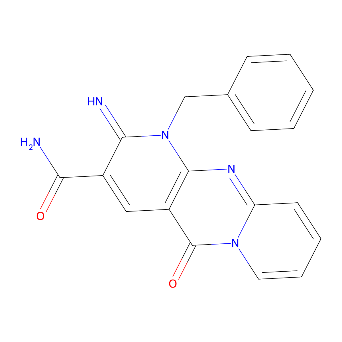 1-benzyl-2-imino-5-oxo-1,5-dihydro-2H-dipyrido[1,2-a:2,3-d]pyrimidine-3-carboxamide molecular structure, CAS 690693-90-4