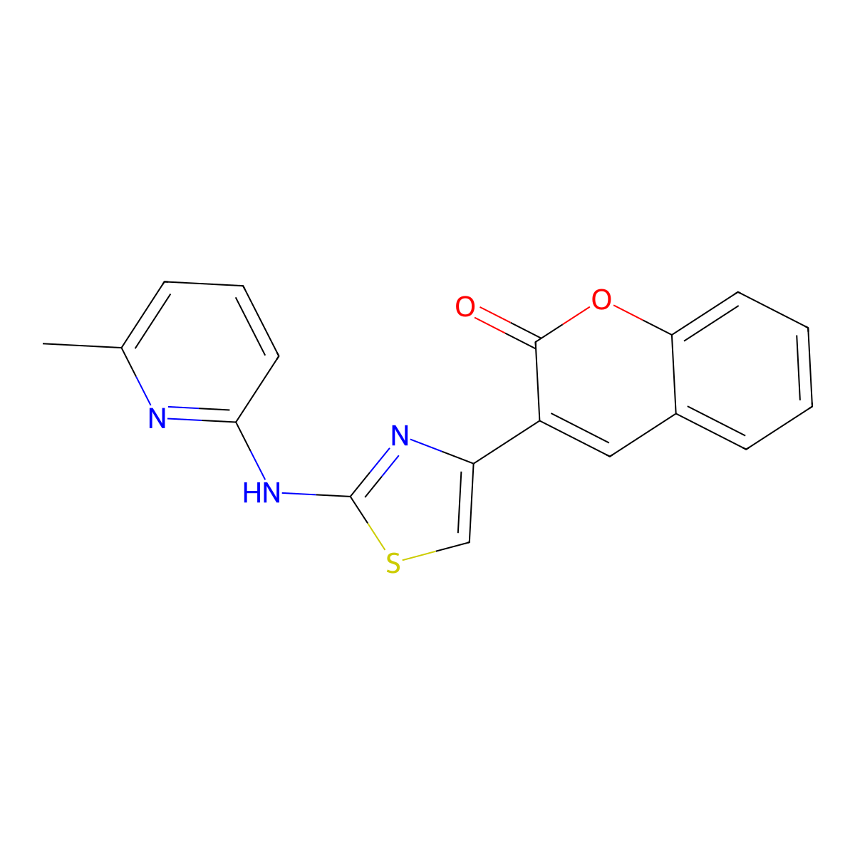 3-[2-[(6-Methylpyridin-2-yl)amino]-1,3-thiazol-4-yl]chromen-2-one molecular structure, CAS 690694-15-6