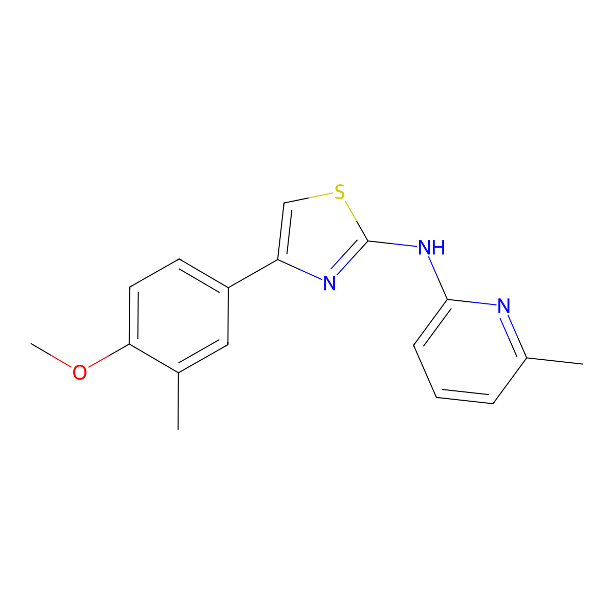 4-(4-methoxy-3-methylphenyl)-N-(6-methylpyridin-2-yl)-1,3-thiazol-2-amine molecular structure, CAS 690694-22-5