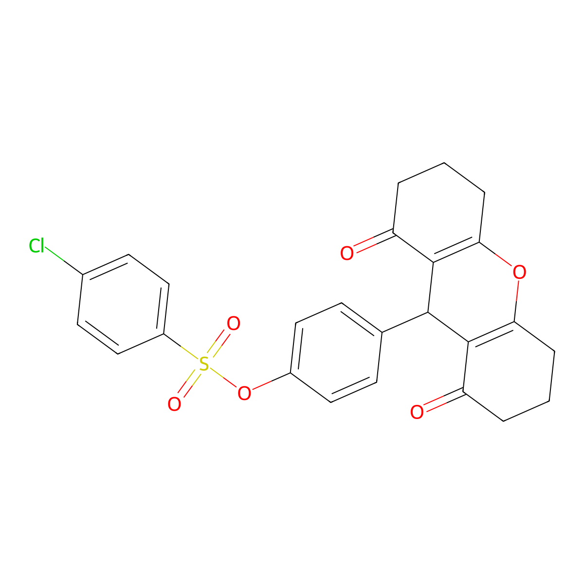 4-chlorobenzenesulfonic acid [4-(1,8-dioxo-3,4,5,6,7,9-hexahydro-2H-xanthen-9-yl)phenyl] ester molecular structure, CAS 690694-38-3