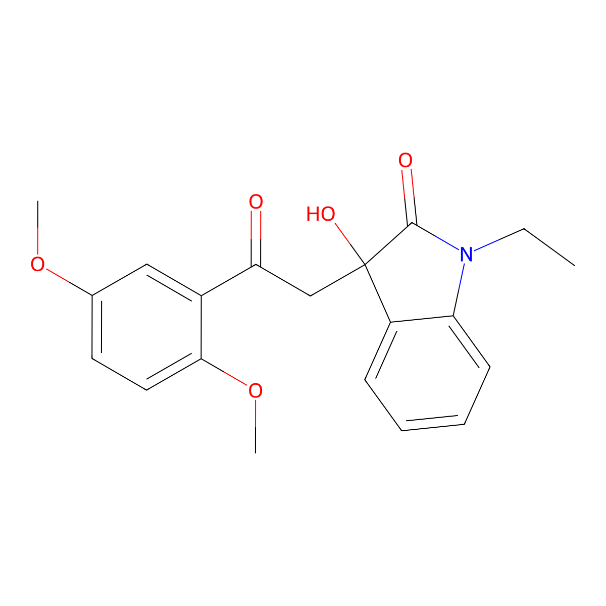 3-[2-(2,5-dimethoxyphenyl)-2-oxoethyl]-1-ethyl-3-hydroxy-1,3-dihydro-2H-indol-2-one molecular structure, CAS 690694-94-1