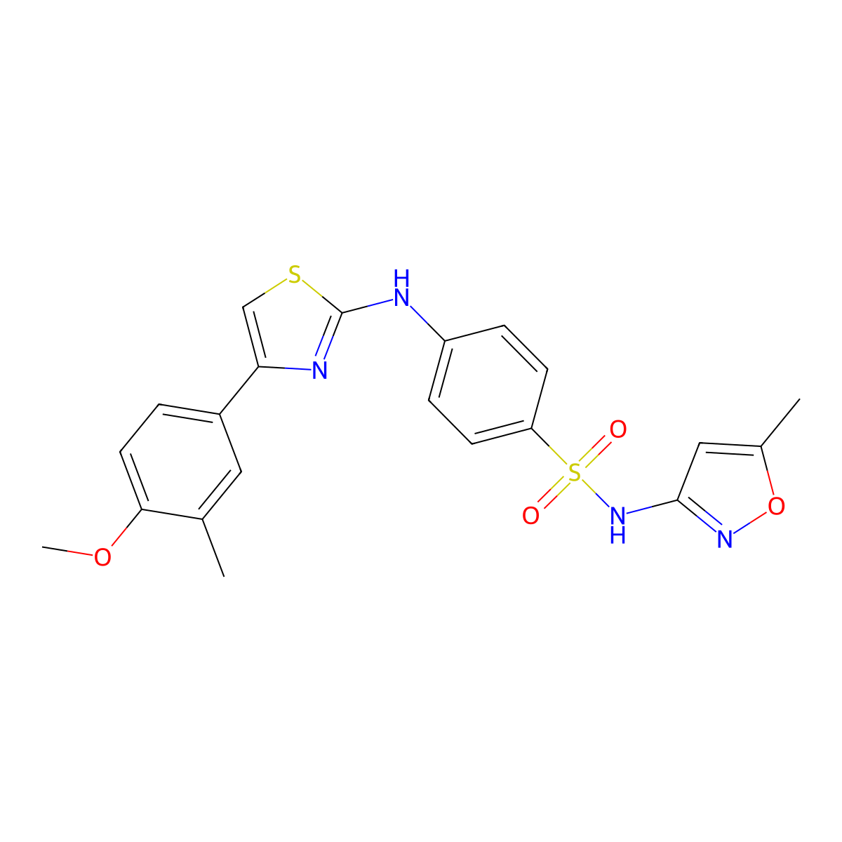 4-[[4-(4-methoxy-3-methylphenyl)-1,3-thiazol-2-yl]amino]-N-(5-methyl-1,2-oxazol-3-yl)benzenesulfonamide molecular structure, CAS 690695-17-1