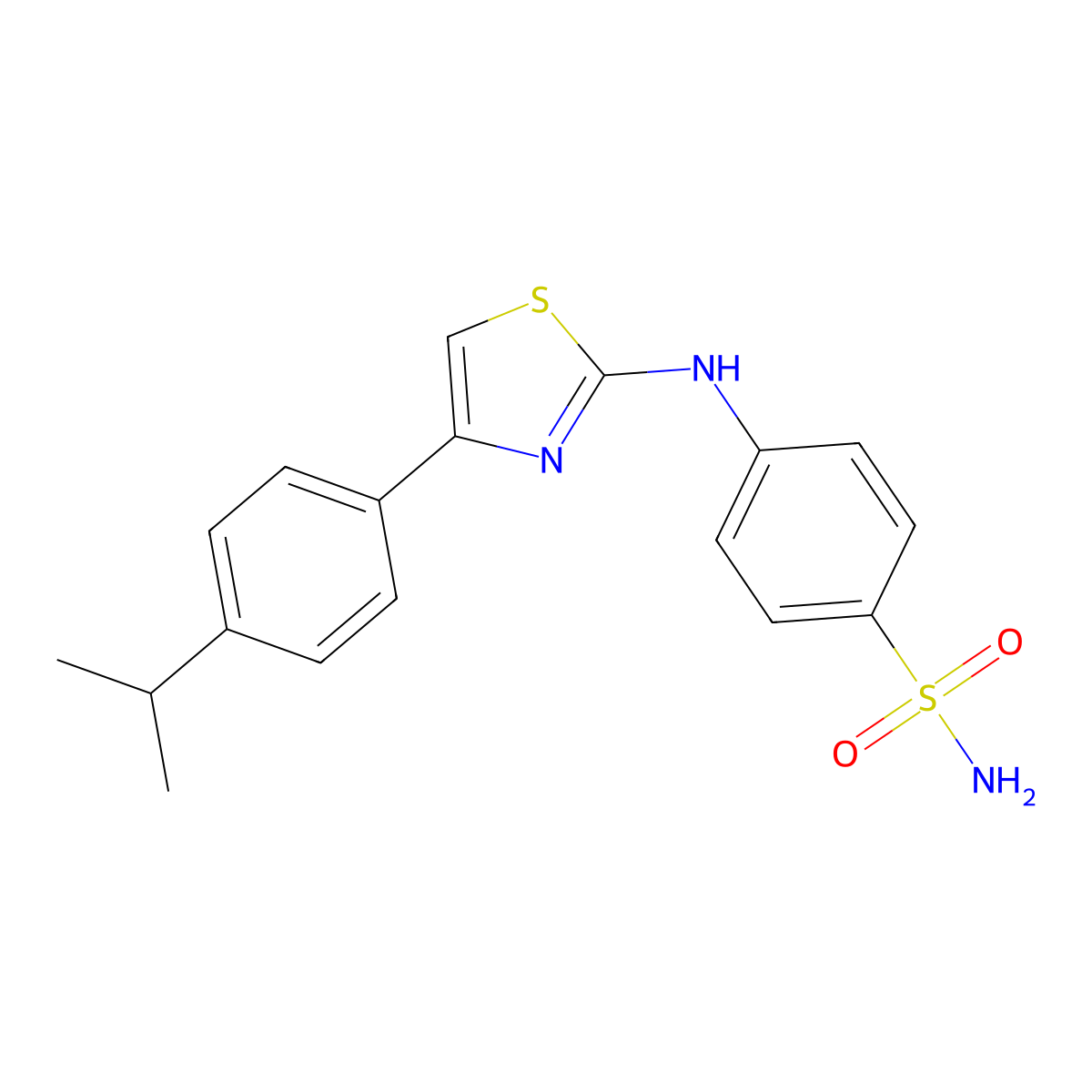 4-[[4-(4-Propan-2-ylphenyl)-1,3-thiazol-2-yl]amino]benzenesulfonamide molecular structure, CAS 690695-93-3