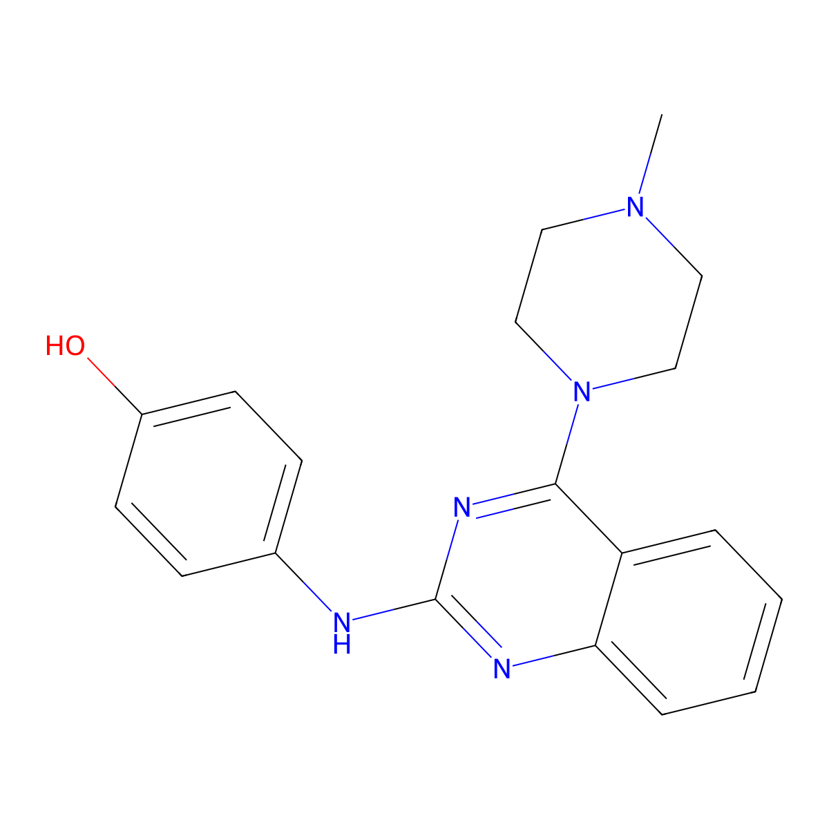 4-[[4-(4-Methylpiperazin-1-yl)quinazolin-2-yl]amino]phenol molecular structure, CAS 690696-36-7