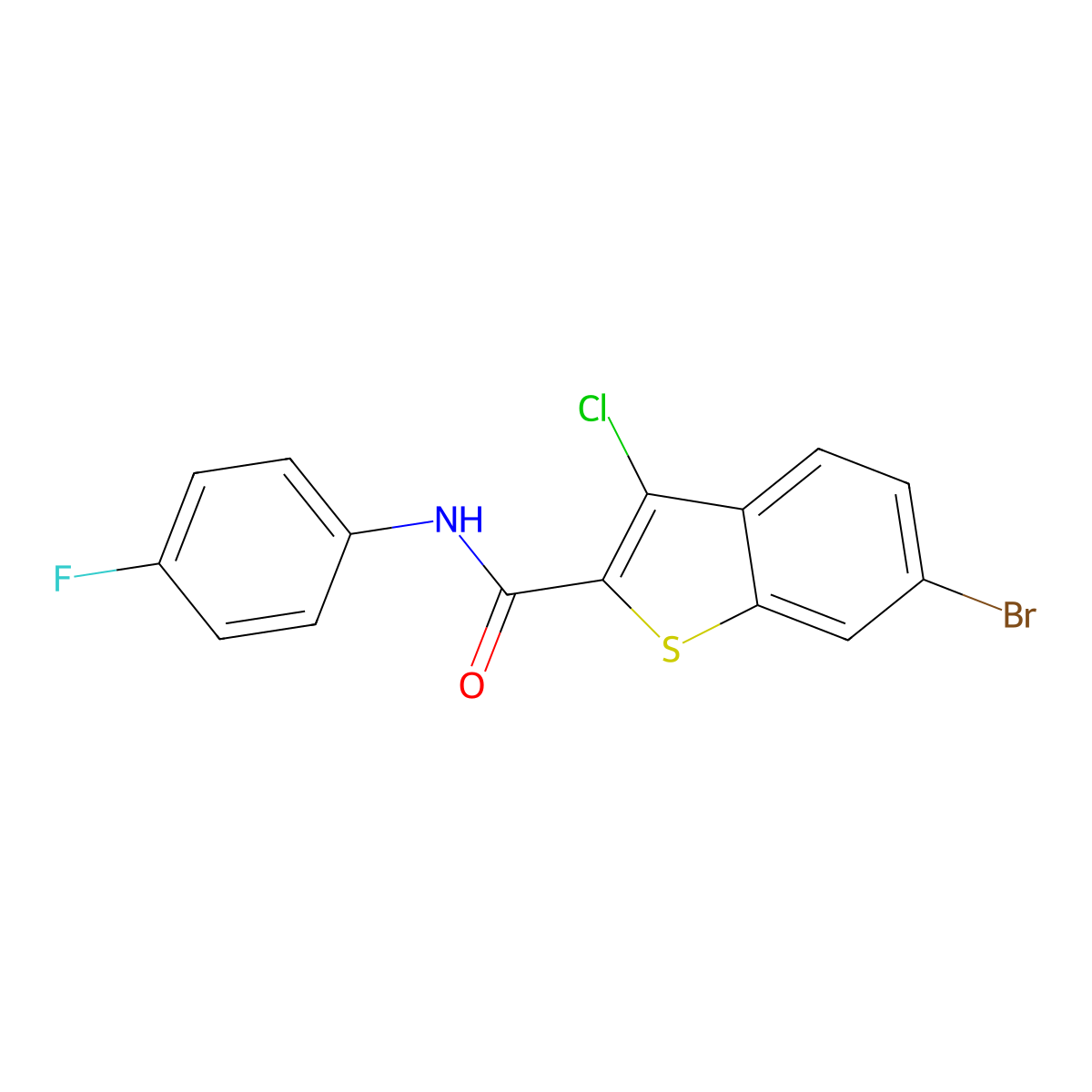 6-bromo-3-chloro-N-(4-fluorophenyl)-1-benzothiophene-2-carboxamide molecular structure, CAS 690696-94-7