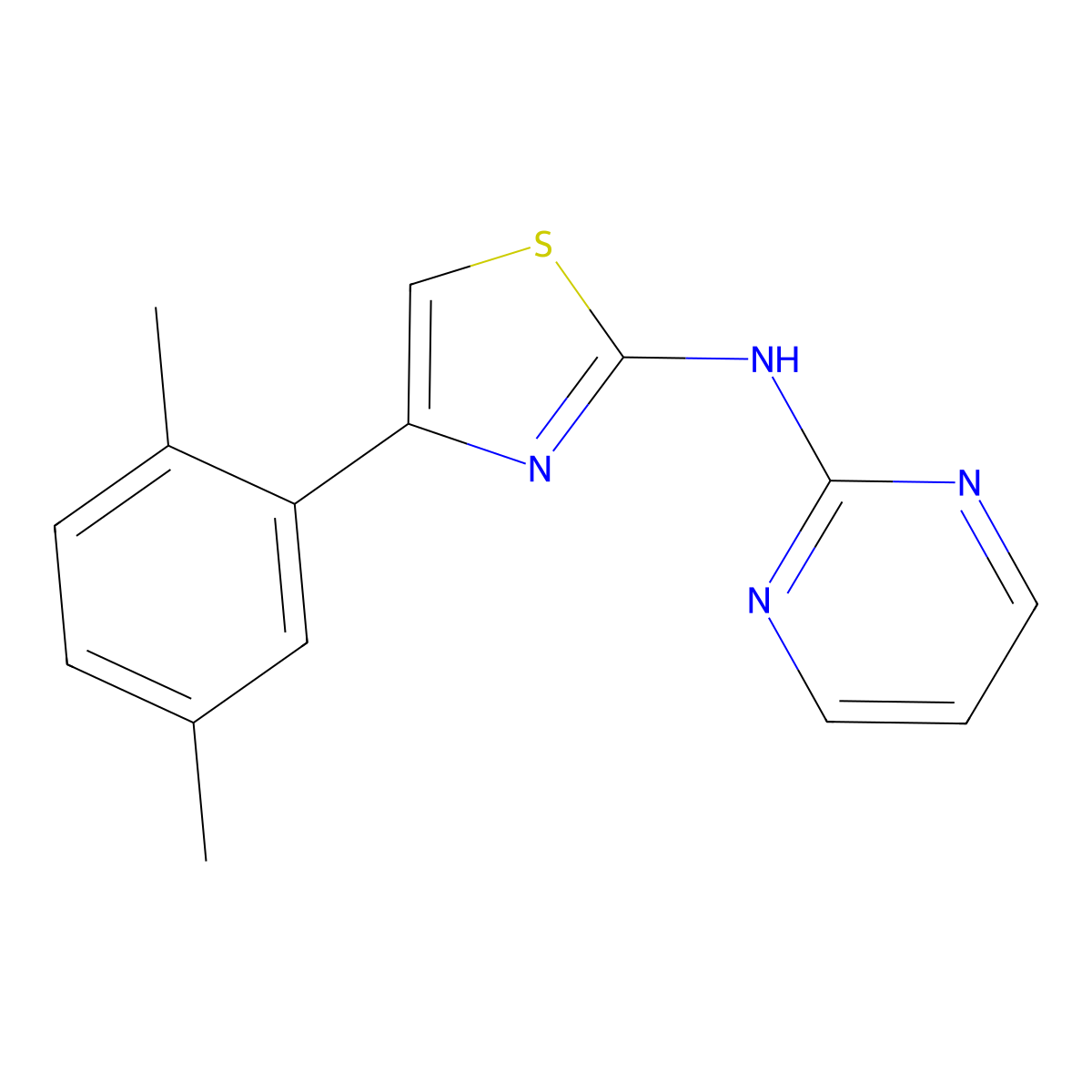 N-[4-(2,5-dimethylphenyl)-1,3-thiazol-2-yl]pyrimidin-2-amine molecular structure, CAS 690696-96-9