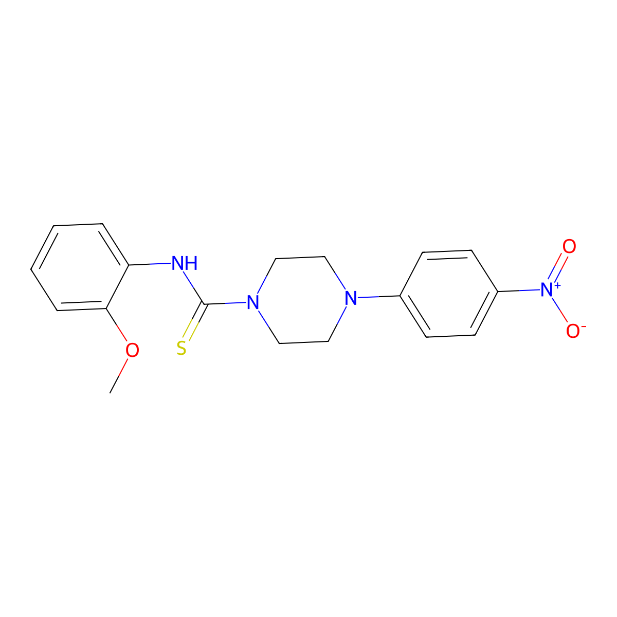 N-(2-methoxyphenyl)-4-(4-nitrophenyl)piperazine-1-carbothioamide molecular structure, CAS 690697-12-2