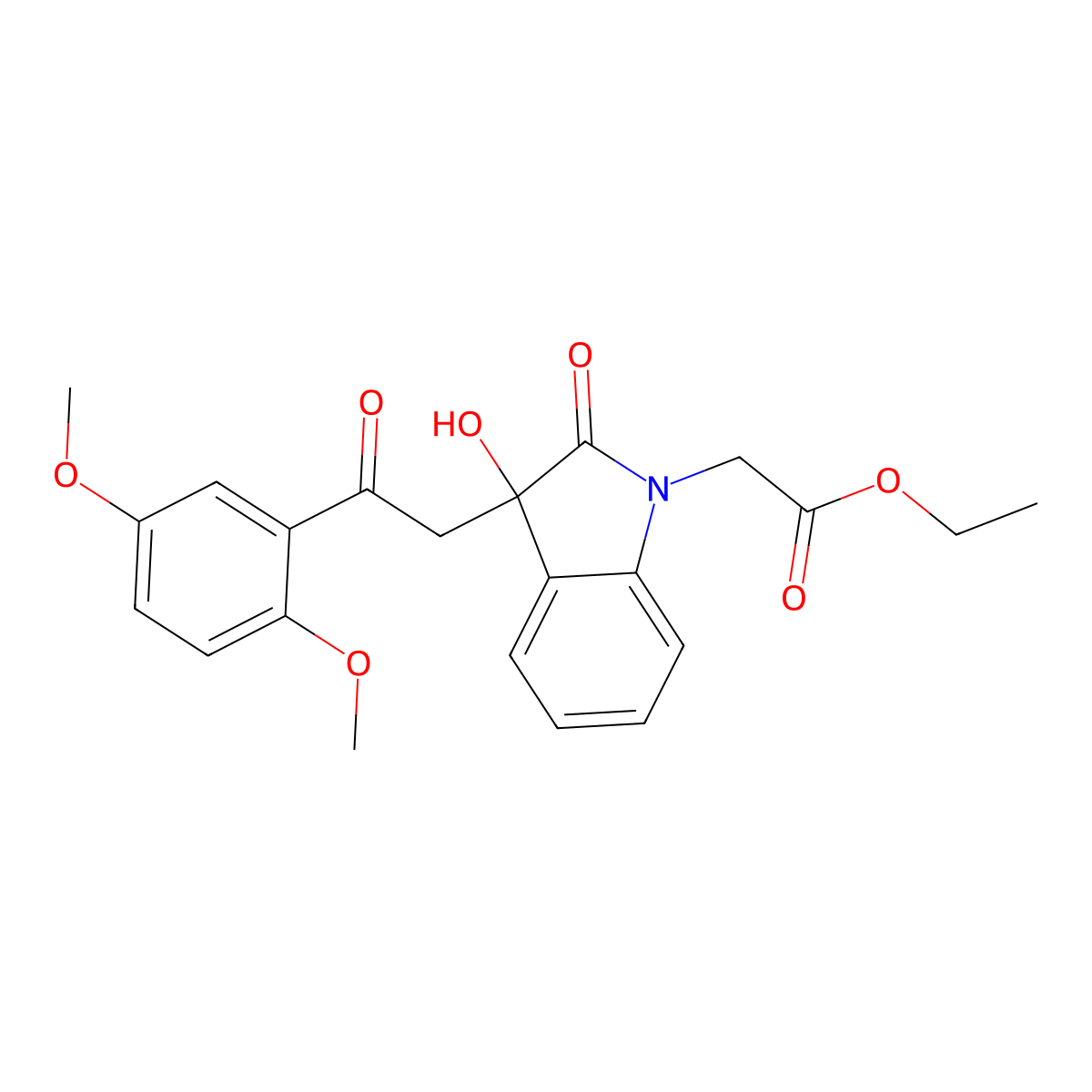 ethyl {3-[2-(2,5-dimethoxyphenyl)-2-oxoethyl]-3-hydroxy-2-oxo-2,3-dihydro-1H-indol-1-yl}acetate molecular structure, CAS 690697-59-7