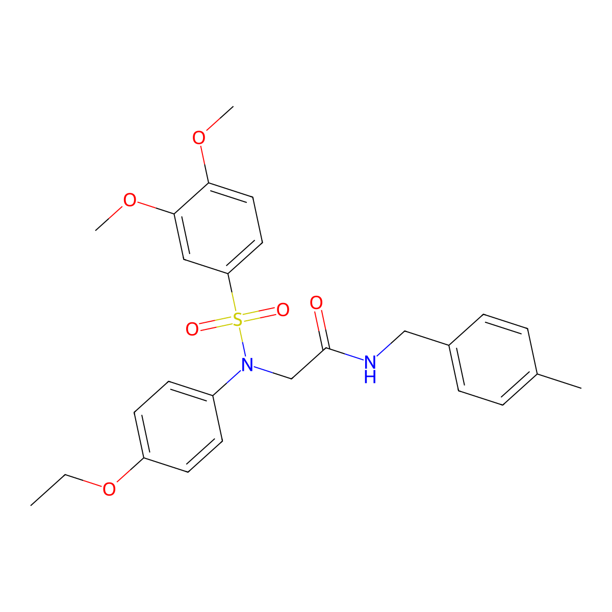 2-(N-(3,4-dimethoxyphenyl)sulfonyl-4-ethoxyanilino)-N-[(4-methylphenyl)methyl]acetamide molecular structure, CAS 690697-71-3