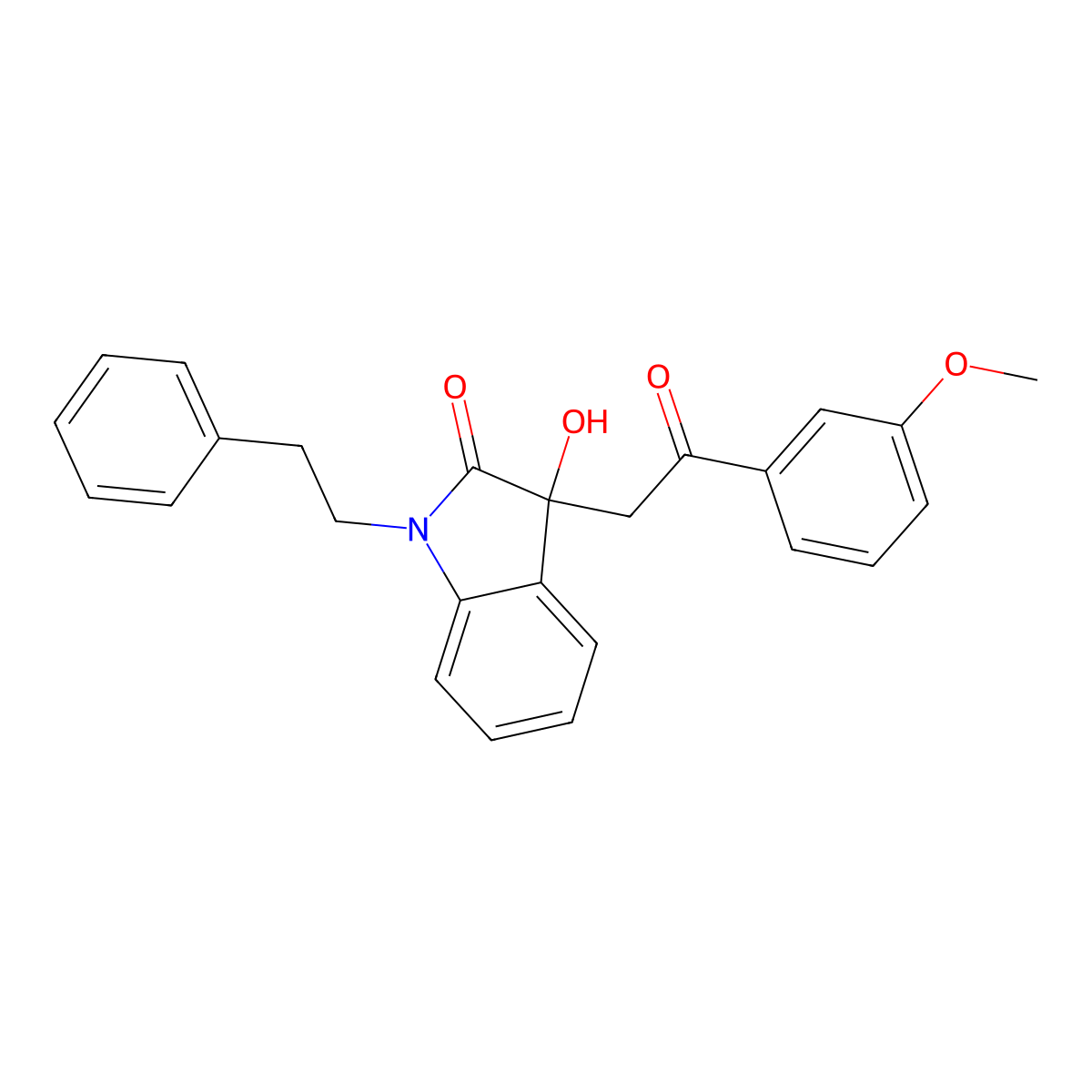 3-hydroxy-3-[2-(3-methoxyphenyl)-2-oxoethyl]-1-(2-phenylethyl)-1,3-dihydro-2H-indol-2-one molecular structure, CAS 690697-79-1