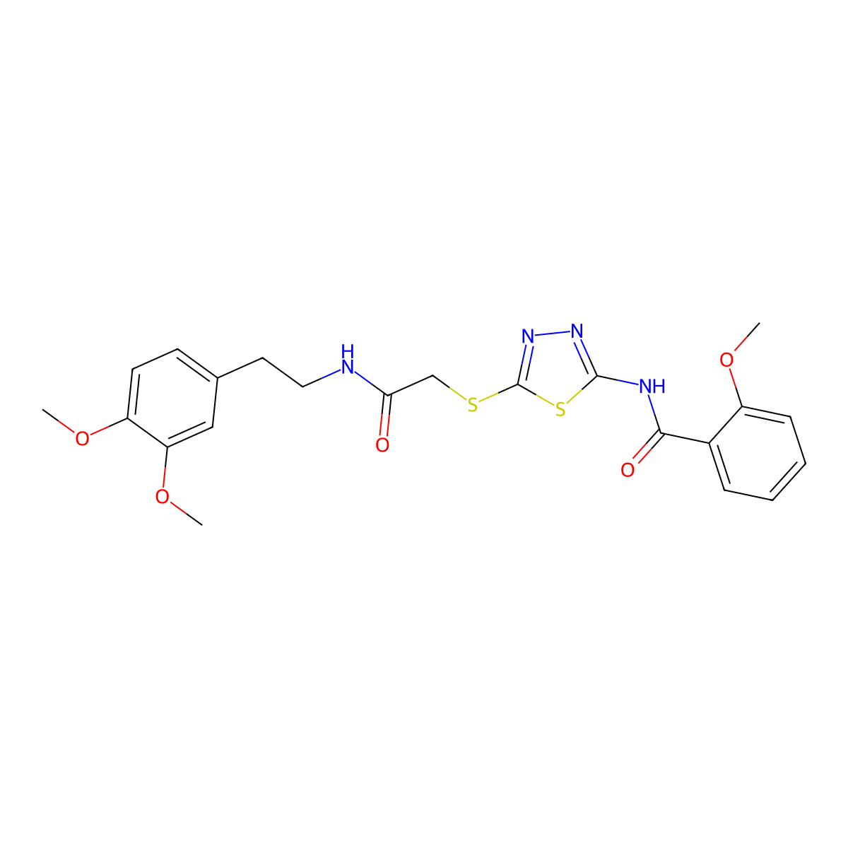 N-(5-((2-((3,4-dimethoxyphenethyl)amino)-2-oxoethyl)thio)-1,3,4-thiadiazol-2-yl)-2-methoxybenzamide molecular structure, CAS 690697-85-9