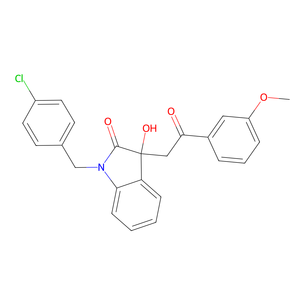 1-(4-chlorobenzyl)-3-hydroxy-3-[2-(3-methoxyphenyl)-2-oxoethyl]-1,3-dihydro-2H-indol-2-one molecular structure, CAS 690698-68-1