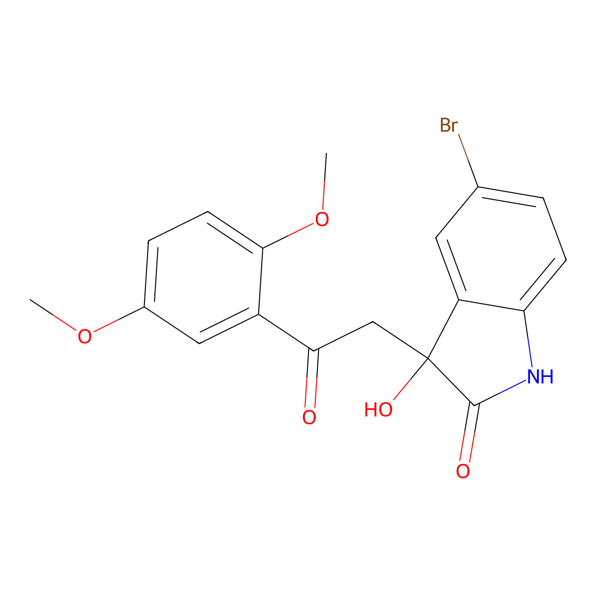 5-bromo-3-[2-(2,5-dimethoxyphenyl)-2-oxoethyl]-3-hydroxy-1H-indol-2-one molecular structure, CAS 690699-16-2