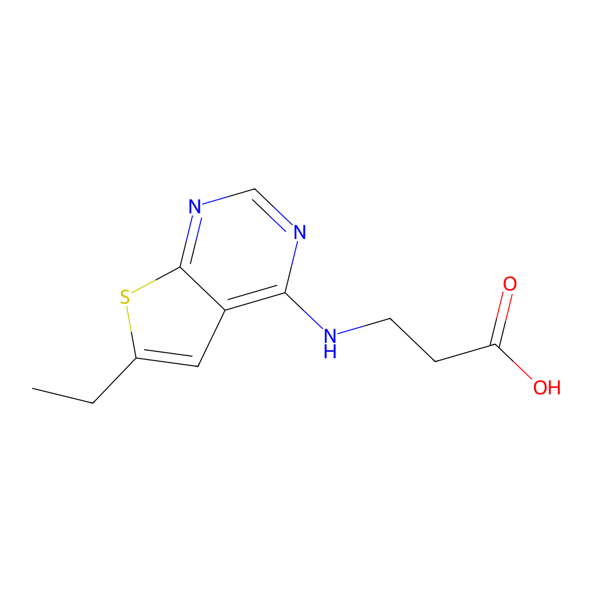 3-((6-Ethylthieno(2,3-d)pyrimidin-4-yl)amino)propanoic acid molecular structure, CAS 690702-08-0