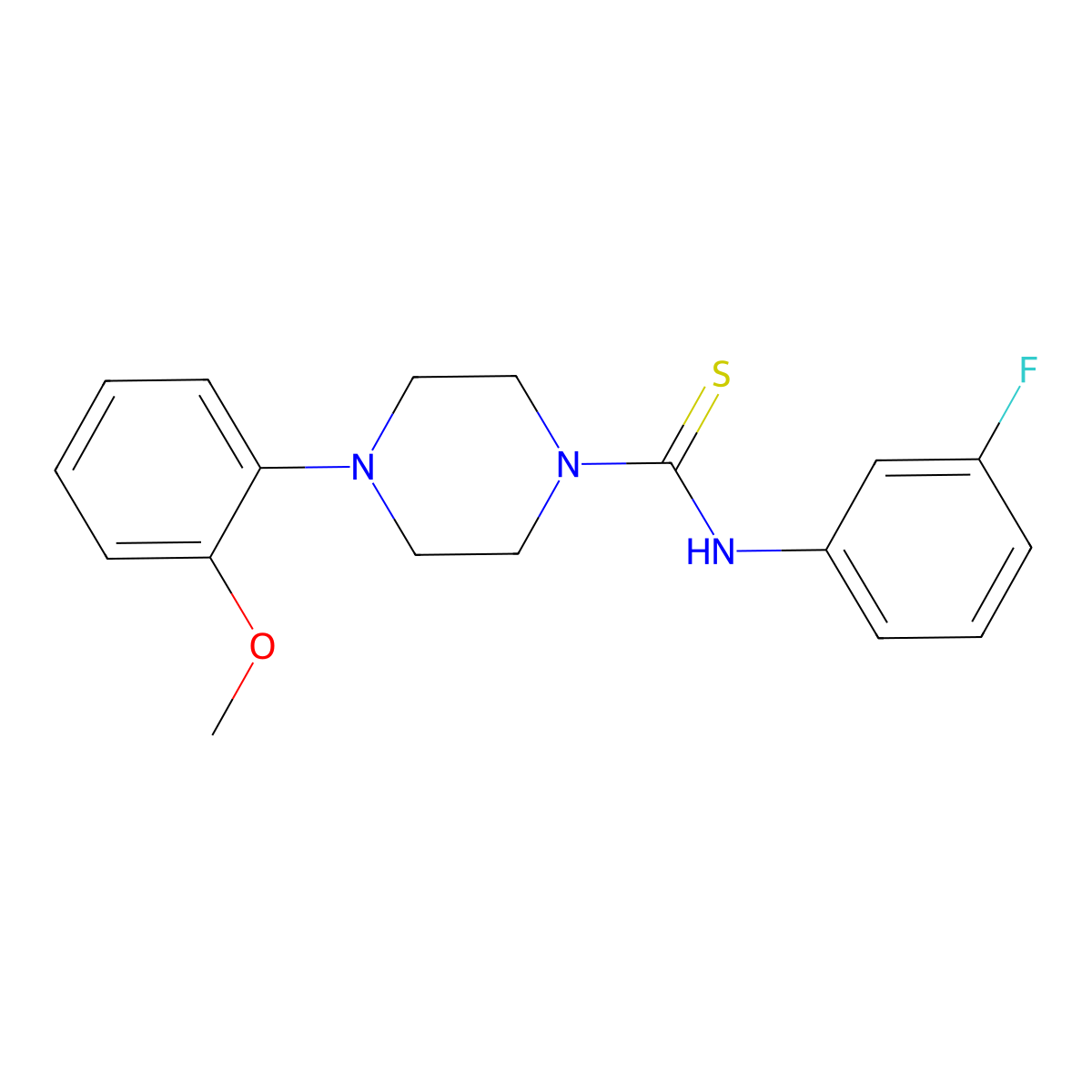 N-(3-fluorophenyl)-4-(2-methoxyphenyl)piperazine-1-carbothioamide molecular structure, CAS 690702-87-5