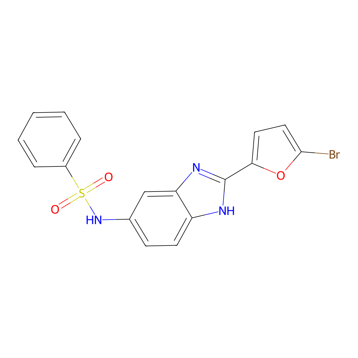 N-[2-(5-bromofuran-2-yl)-3H-benzimidazol-5-yl]benzenesulfonamide molecular structure, CAS 690706-27-5