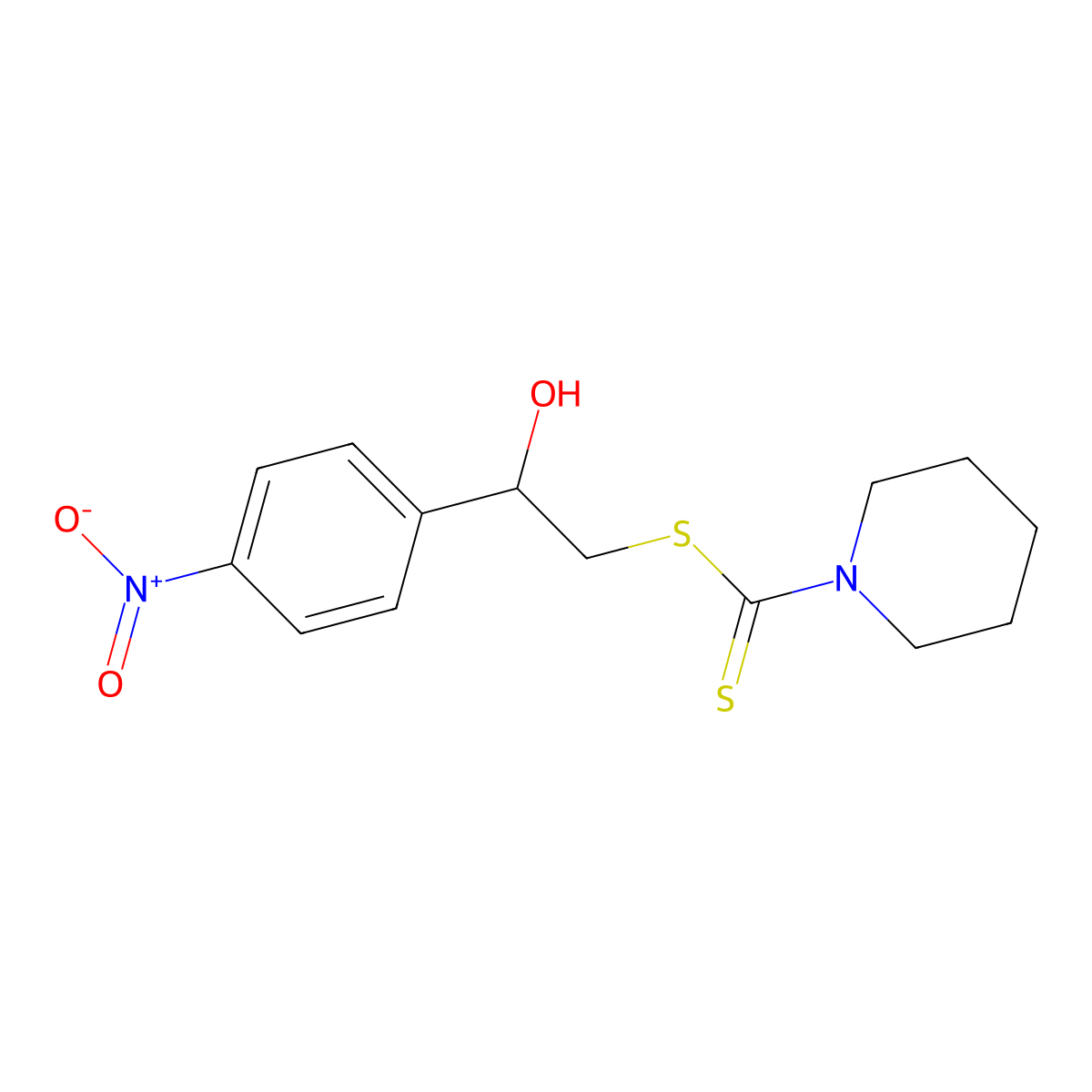 [2-Hydroxy-2-(4-nitrophenyl)ethyl] piperidine-1-carbodithioate molecular structure, CAS 690710-06-6