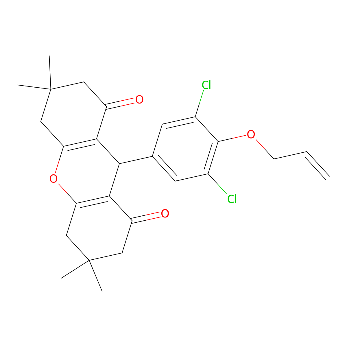 9-(3,5-dichloro-4-prop-2-enoxyphenyl)-3,3,6,6-tetramethyl-4,5,7,9-tetrahydro-2H-xanthene-1,8-dione molecular structure, CAS 690711-27-4