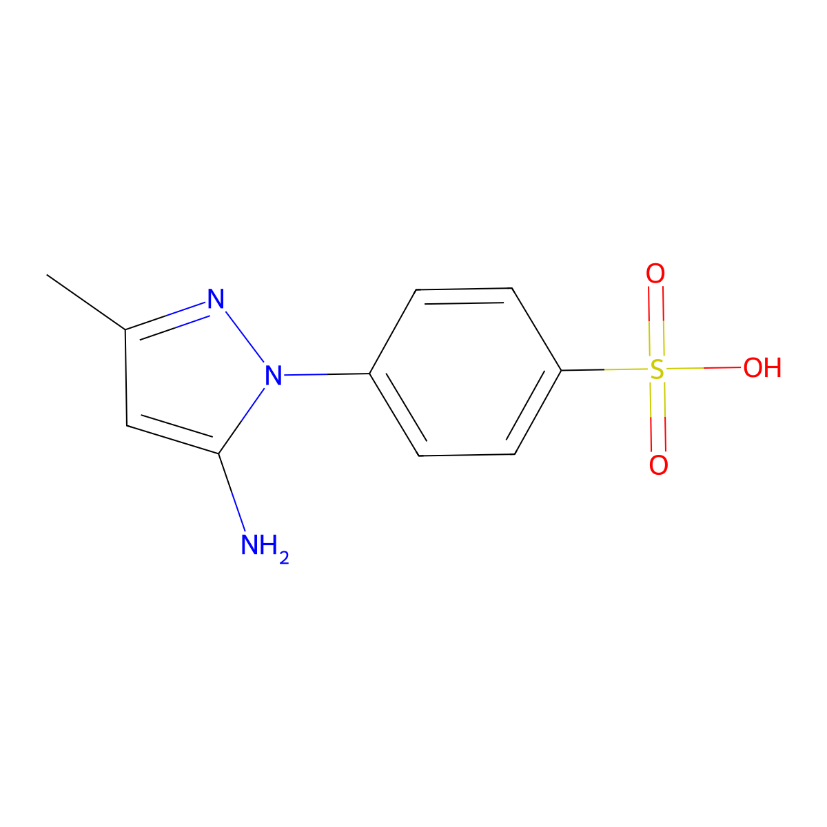 4-(5-amino-3-methyl-1H-pyrazol-1-yl)benzenesulfonic acid molecular structure, CAS 69075-48-5