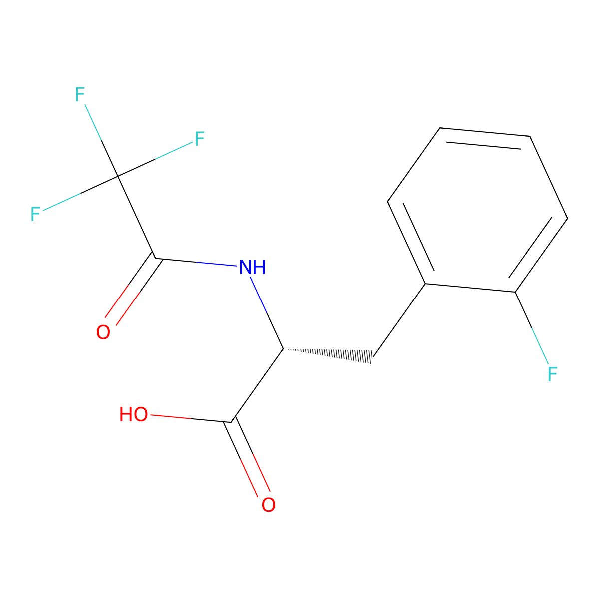 (2R)-3-(2-fluorophenyl)-2-(2,2,2-trifluoroacetamido)propanoic acid molecular structure, CAS 69078-49-5