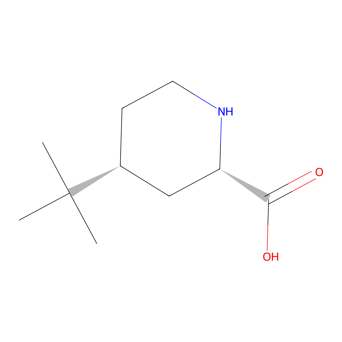 Rel-(2S,4R)-4-(tert-butyl)piperidine-2-carboxylic acid molecular structure, CAS 69081-81-8
