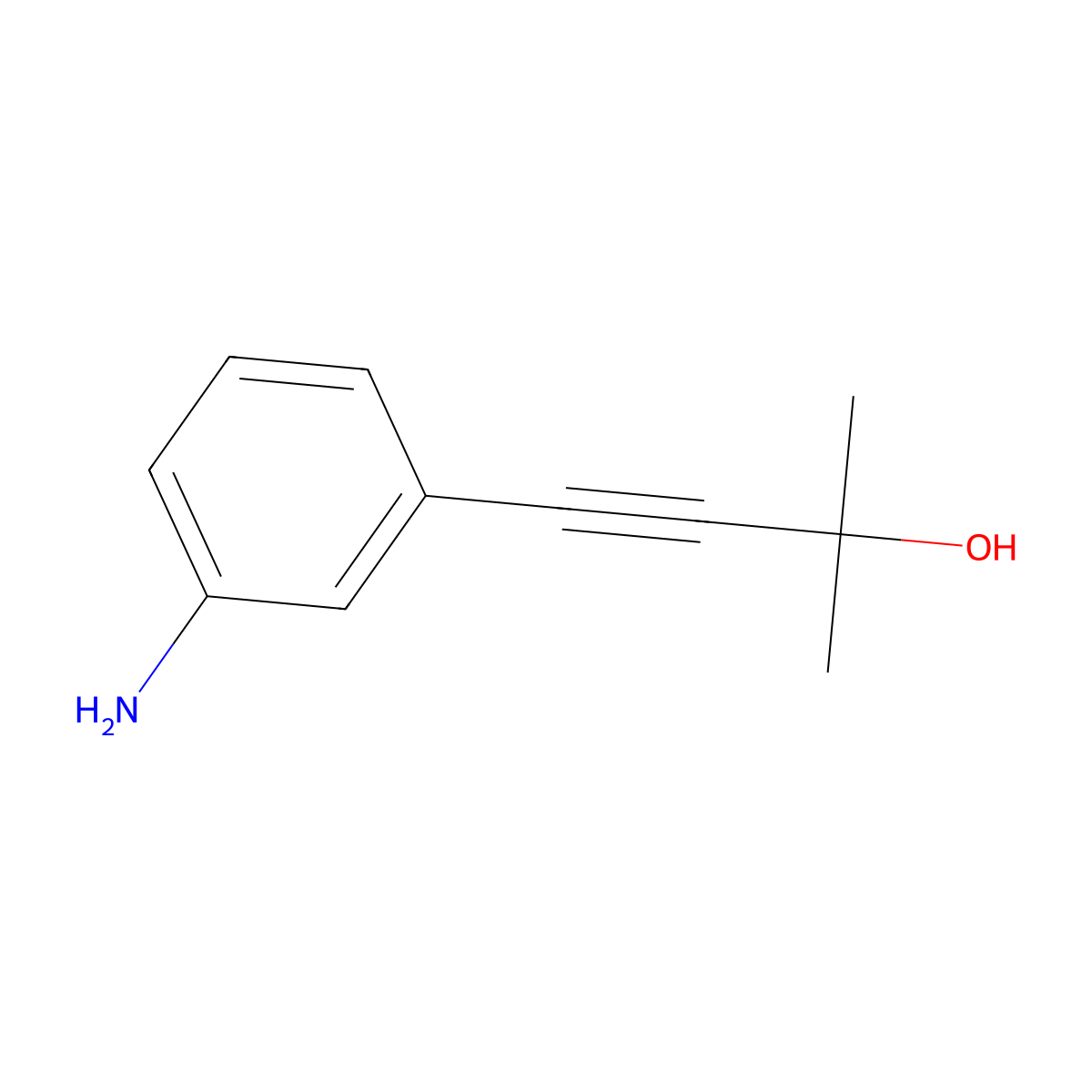 3-Butyn-2-ol, 4-(3-aminophenyl)-2-methyl- molecular structure, CAS 69088-96-6