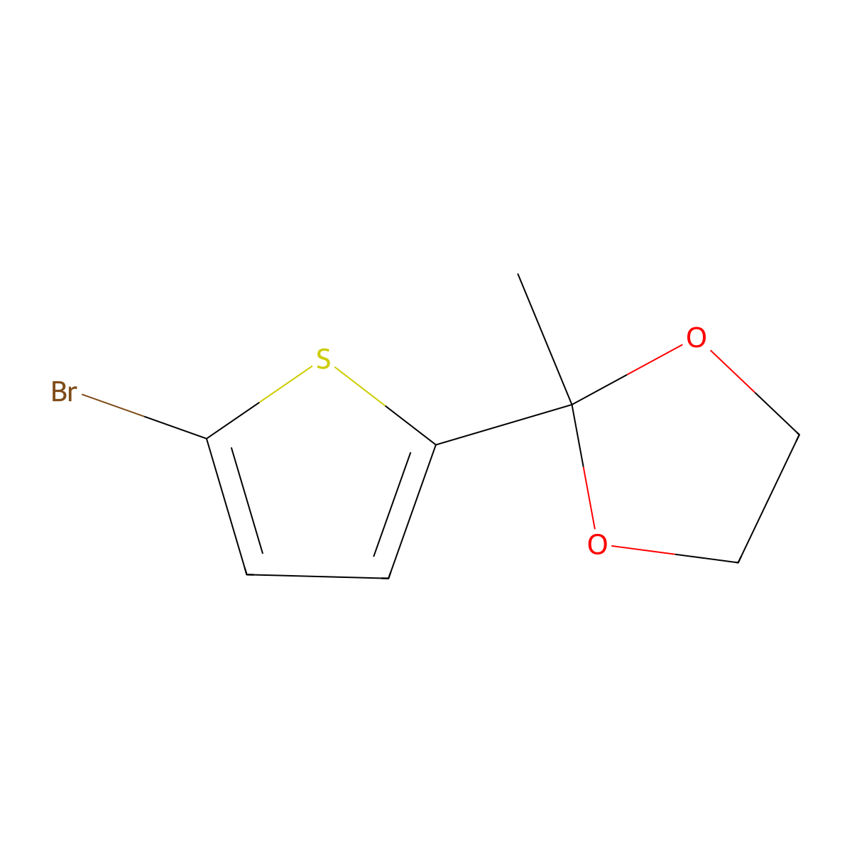 1,3-Dioxolane, 2-(5-bromo-2-thienyl)-2-methyl- molecular structure, CAS 6909-65-5