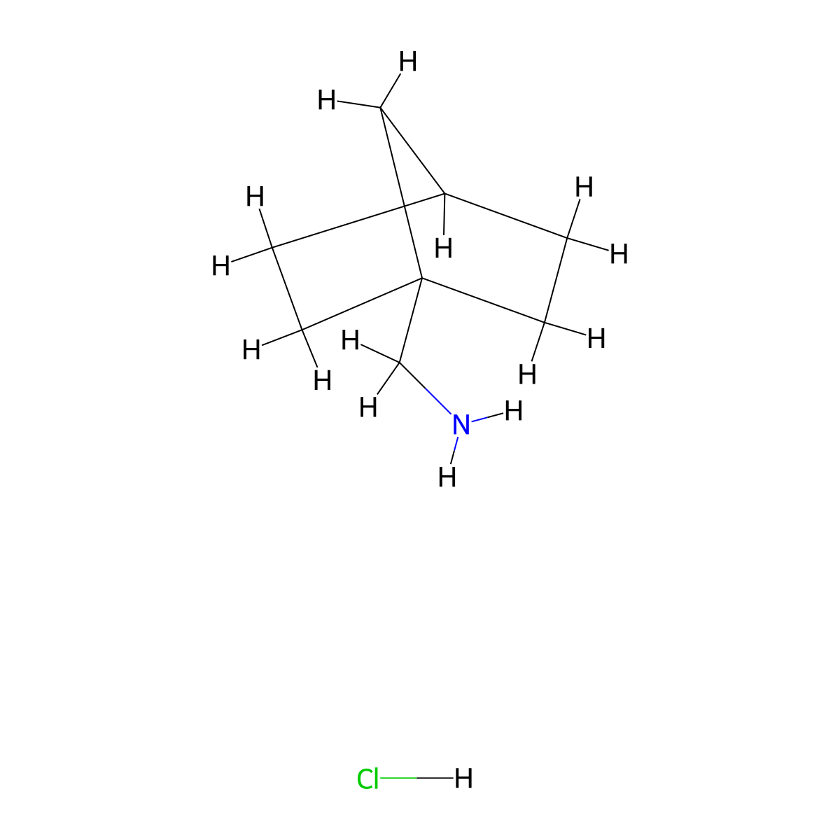 Bicyclo[2.2.1]heptan-1-ylmethanamine hydrochloride molecular structure, CAS 69095-07-4
