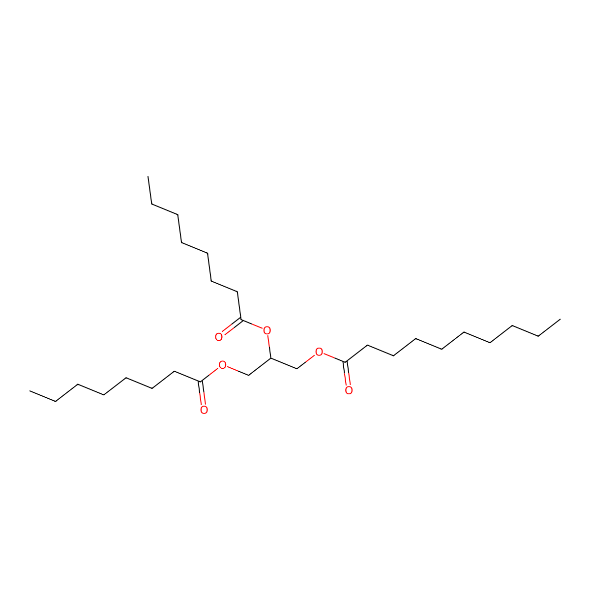 Glyceryl 1-caprate dicaprylate molecular structure, CAS 69095-45-0