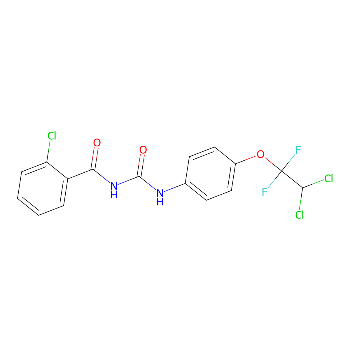 2-Chloro-N-(((4-(2,2-dichloro-1,1-difluoroethoxy)phenyl)amino)carbonyl)benzamide molecular structure, CAS 69095-55-2