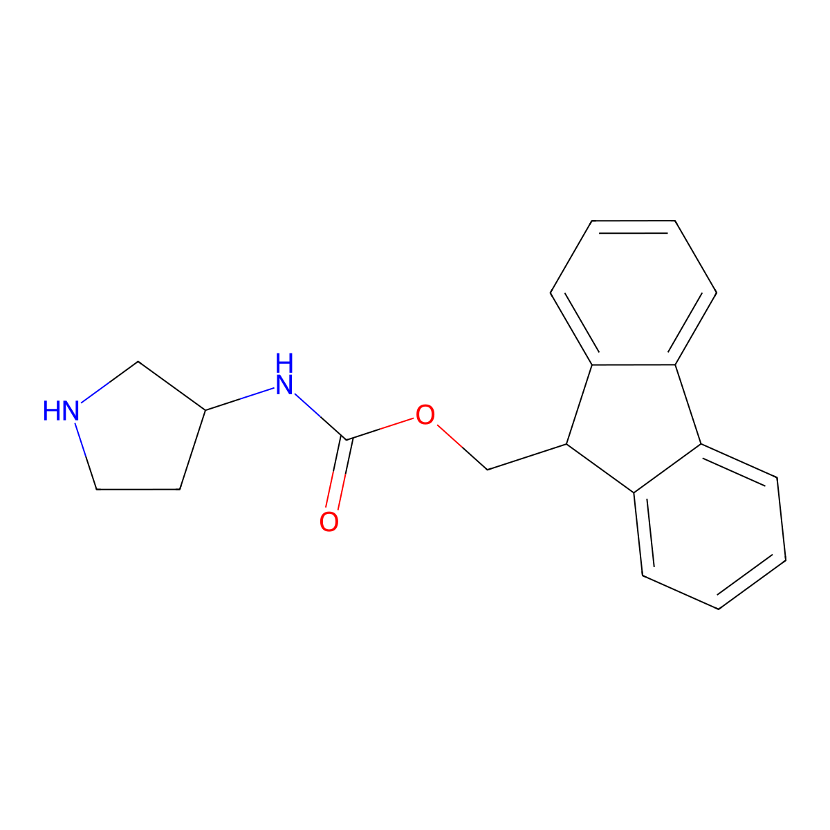 (9H-Fluoren-9-yl)methyl pyrrolidin-3-ylcarbamate molecular structure, CAS 690954-40-6