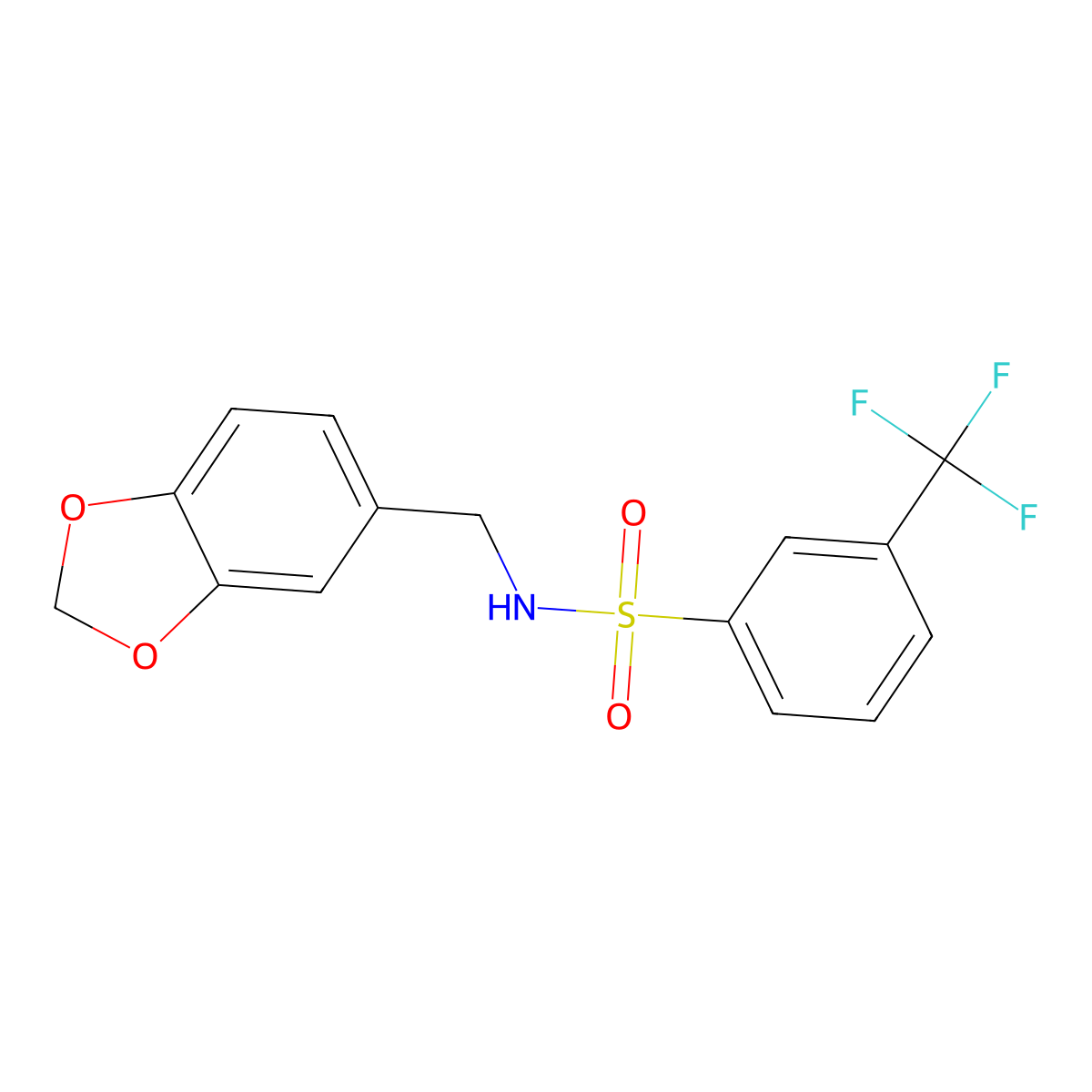 N-(1,3-benzodioxol-5-ylmethyl)-3-(trifluoromethyl)benzenesulfonamide molecular structure, CAS 690956-42-4