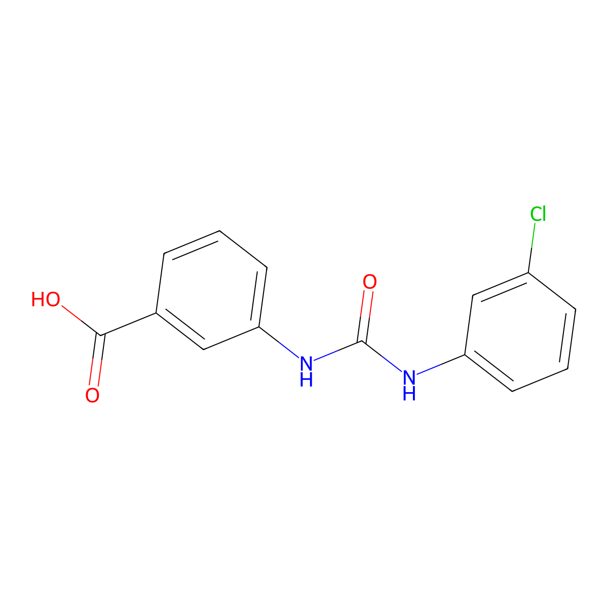3-{[(3-Chlorophenyl)carbamoyl]amino}benzoic acid molecular structure, CAS 690956-50-4