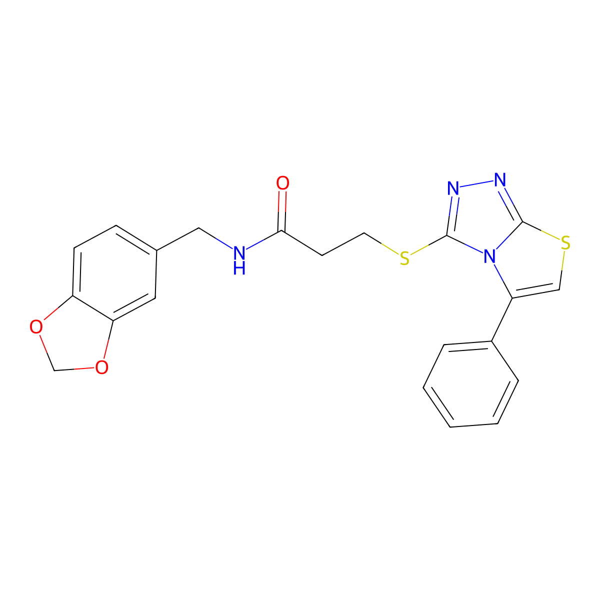 N-(1,3-benzodioxol-5-ylmethyl)-3-[(5-phenyl[1,3]thiazolo[2,3-c][1,2,4]triazol-3-yl)thio]propanamide molecular structure, CAS 690960-01-1