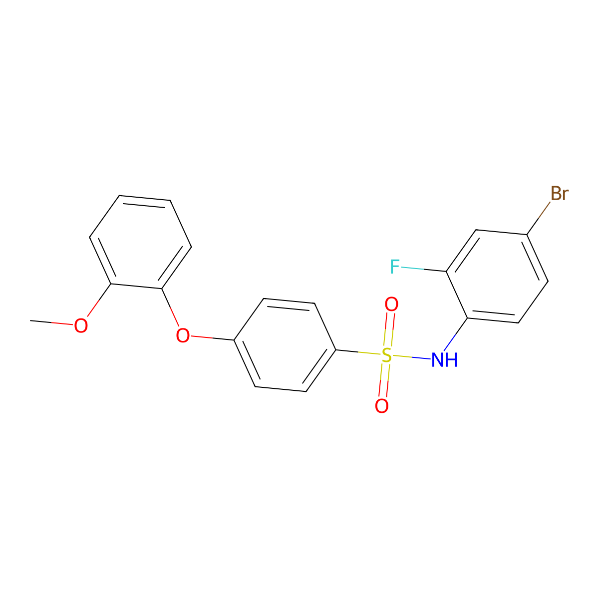 N-(4-bromo-2-fluorophenyl)-4-(2-methoxyphenoxy)benzenesulfonamide molecular structure, CAS 690960-05-5