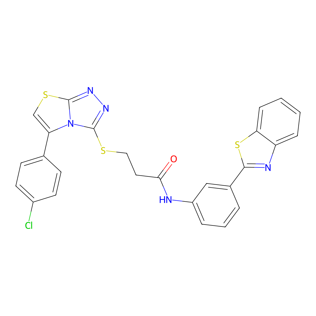 N-(3-(benzo[d]thiazol-2-yl)phenyl)-3-((5-(4-chlorophenyl)thiazolo[2,3-c][1,2,4]triazol-3-yl)thio)propanamide molecular structure, CAS 690960-06-6