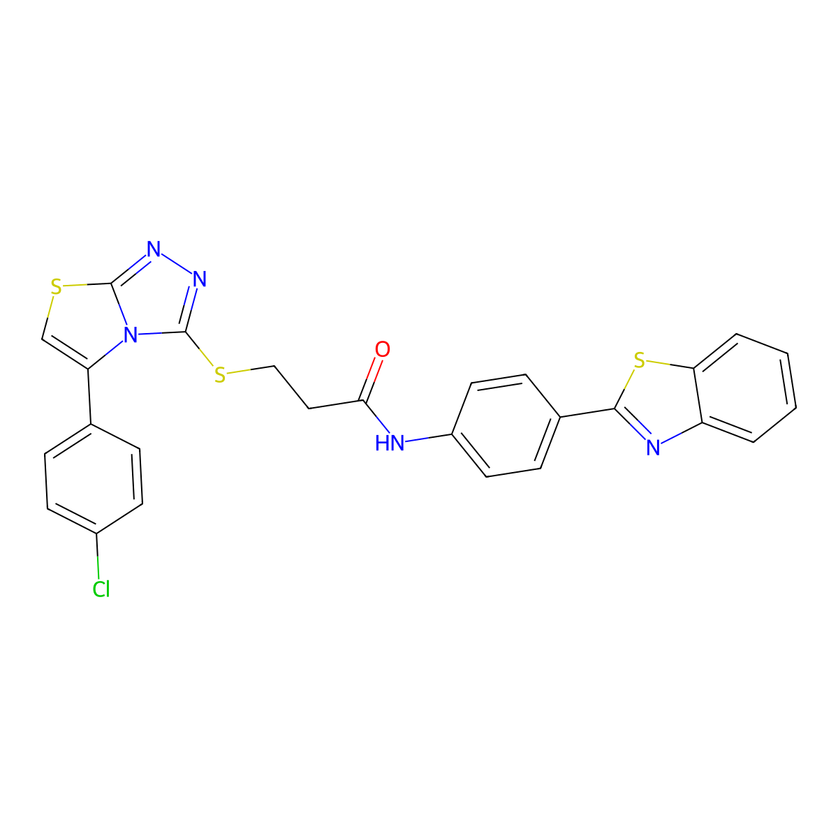 N-(4-(benzo[d]thiazol-2-yl)phenyl)-3-((5-(4-chlorophenyl)thiazolo[2,3-c][1,2,4]triazol-3-yl)thio)propanamide molecular structure, CAS 690960-07-7